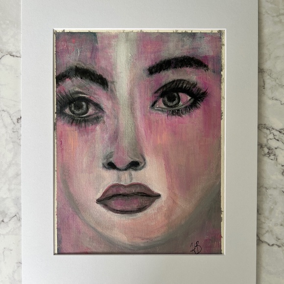 Dreamer - Abstract Acrylic Watercolor Effect Painting of Woman's Face | Original - Picture 2 of 8